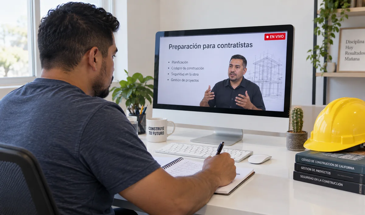 Estudiante tomando apuntes durante una clase por transmisión en vivo